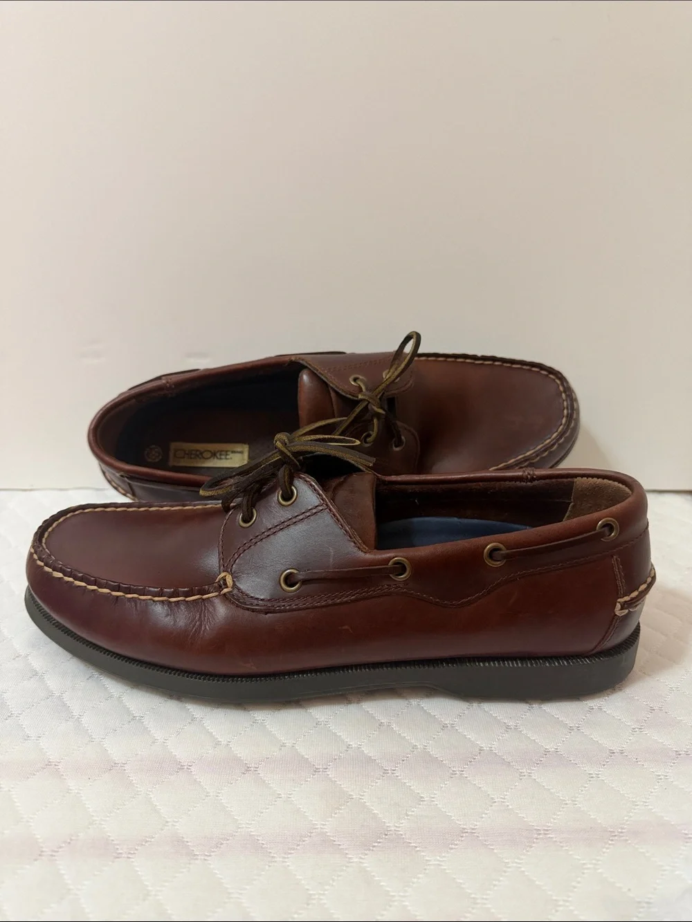 Cherokee Men’s Brown Leather Lace-Up Boat Deck Shoes. NWOT. Size 10.5